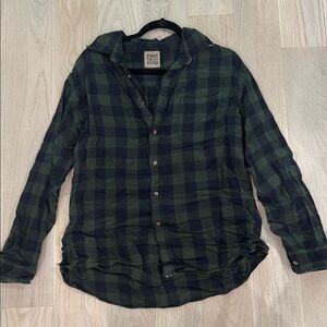 LF Green and Blue Oversized Plaid Flannel Button Down with Stars